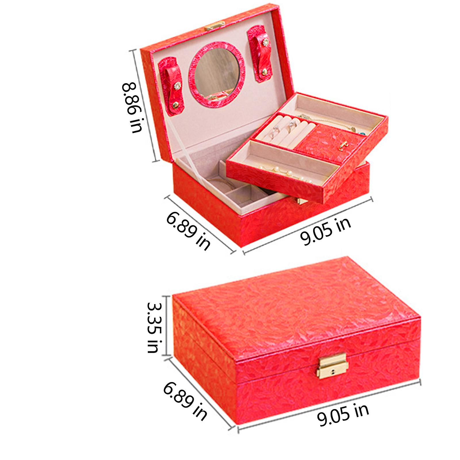 Foto 4 | Joyero Huoguo Con Cerradura  Espejo  Estuche De Almacenamiento De 2 Capas - Venta Internacional.