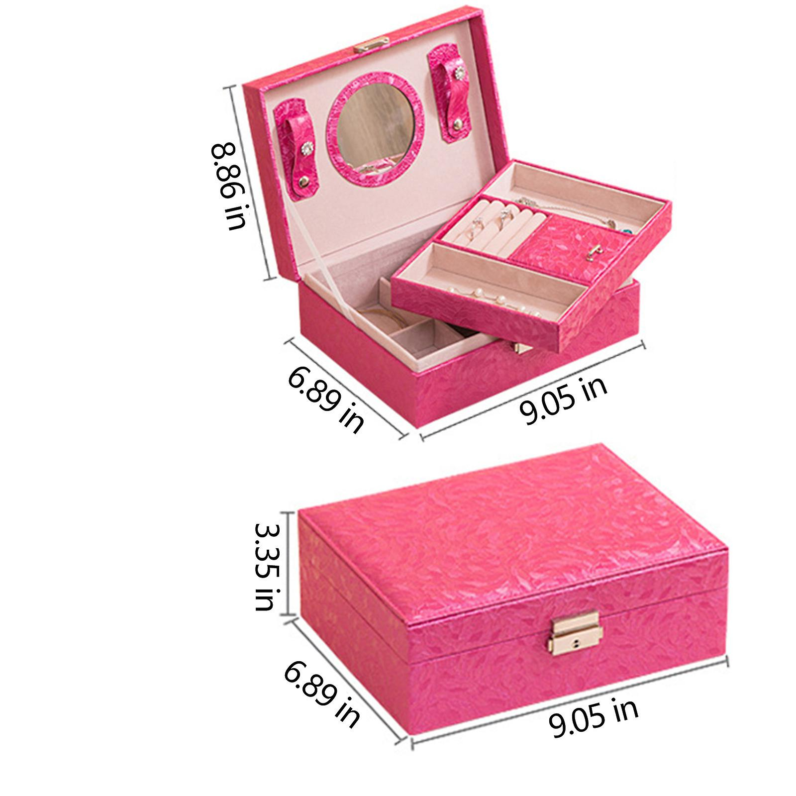 Foto 4 | Joyero Huoguo Con Cerradura  Espejo  Estuche De Almacenamiento De 2 Capas - Venta Internacional.
