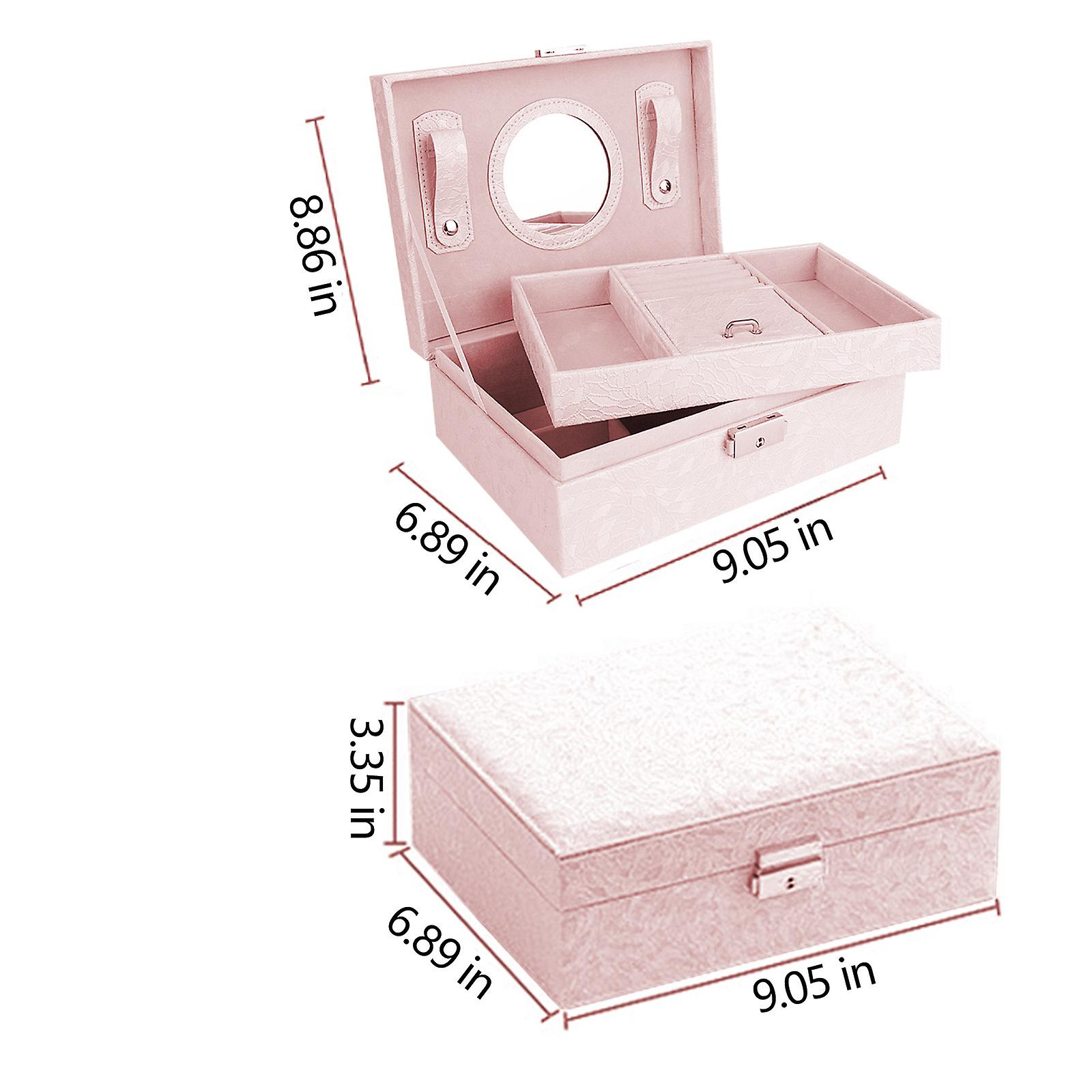 Foto 4 | Joyero Huoguo Con Cierre  Espejo Y 2 Capas  Color Rosa - Venta Internacional.