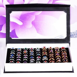 Foto 3 | Ring Box Huoguo Estuche De Almacenamiento De Joyas De Terciopelo Con 72 Ranuras - Venta Internacional.