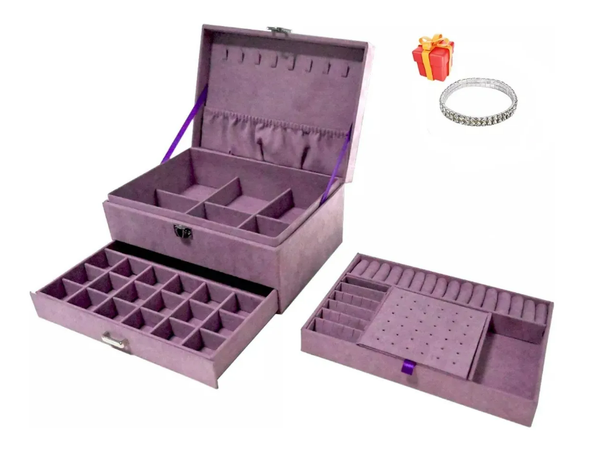 Foto 2 pulgar | Estuche Caja Joyería Multifuncional Grand Capacidad Morado