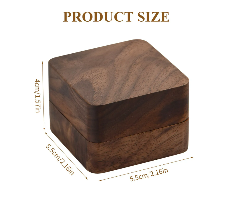 Foto 3 pulgar | Caja De Madera Nogal Para Un Anillos De Boda O Compromiso