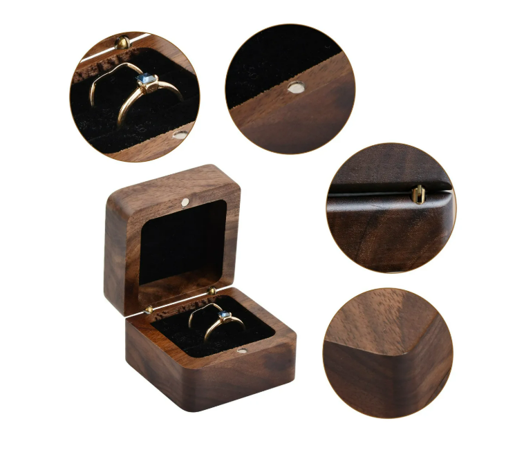 Foto 3 | Caja De Madera Nogal Para Un Anillos De Boda O Compromiso