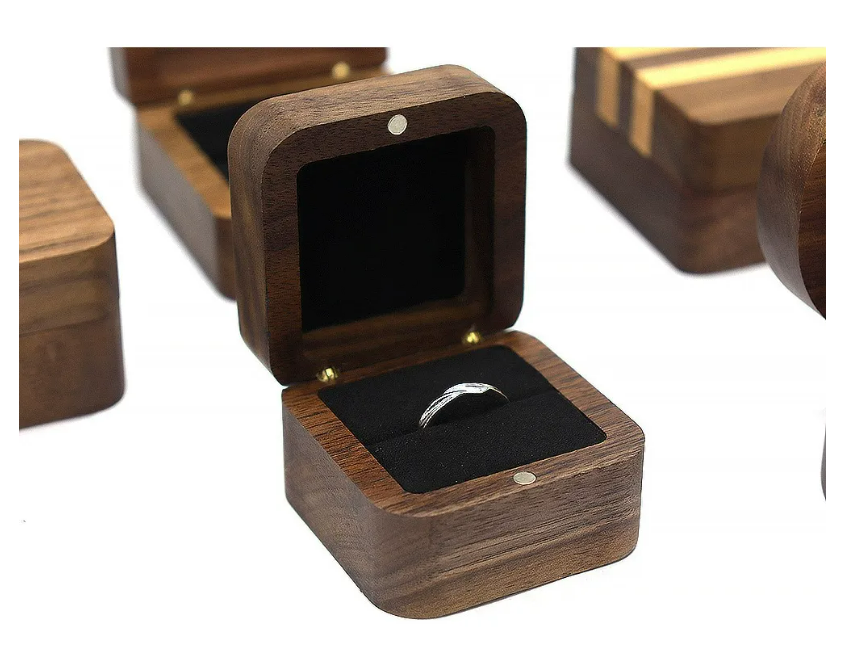 Foto 5 pulgar | Caja De Madera Alhajero Para Anillos De Boda Y Compromiso