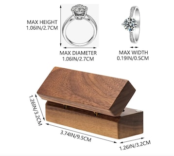 Foto 2 | Caja De Madera Nogal Para Un Anillos De Boda O Compromiso
