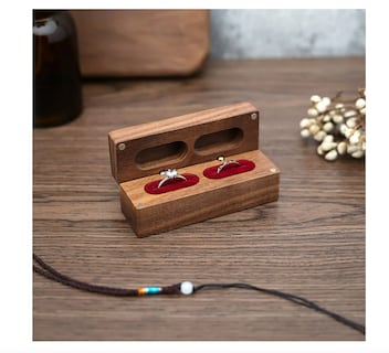 Foto 3 | Caja De Madera Nogal Para Un Anillos De Boda O Compromiso