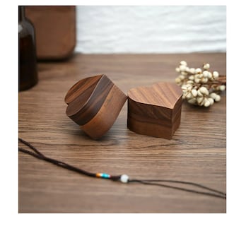 Foto 3 | Caja Corazón De Madera Nogal Para Anillos De Boda Compromiso