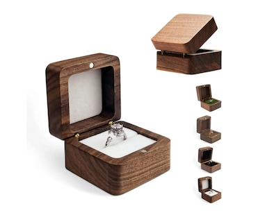 Foto 1 | Caja De Madera Nogal Para Un Anillos De Boda O Compromiso