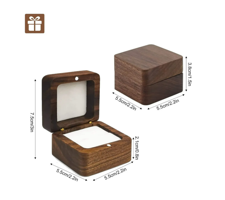 Foto 3 pulgar | Caja De Madera Nogal Para Un Anillos De Boda O Compromiso