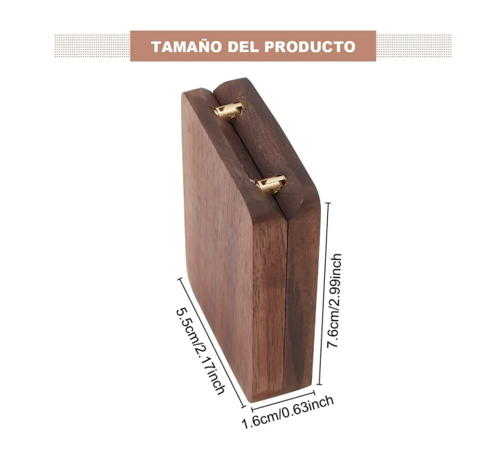 Foto 3 pulgar | Caja Giratoria De Madera Nogal Para Anillos De Compromiso