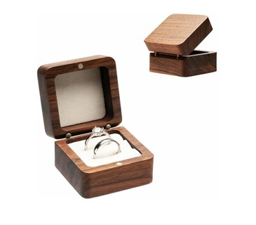 Foto 1 | Caja De Madera Nogal Para Dos Anillos De Boda O Compromiso