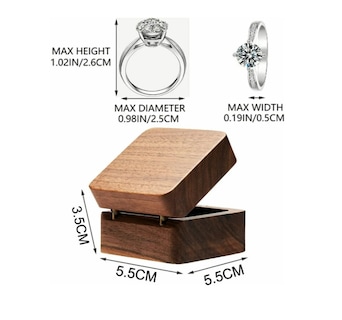 Foto 3 | Caja De Madera Nogal Para Dos Anillos De Boda O Compromiso