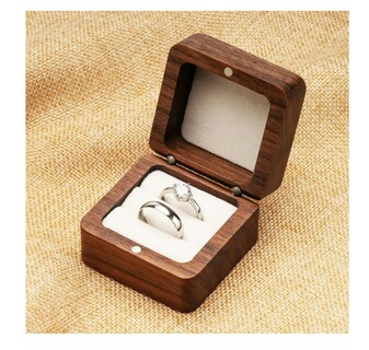Foto 4 | Caja De Madera Nogal Para Dos Anillos De Boda O Compromiso