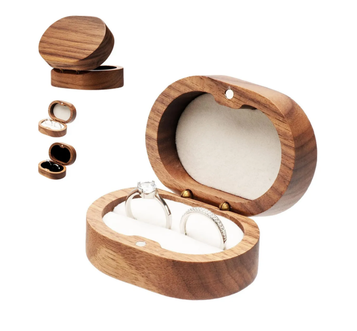Foto 2 pulgar | Caja De Madera Nogal Para Un Anillos De Boda O Compromiso