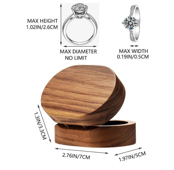 Foto 3 pulgar | Caja De Madera Nogal Para Un Anillos De Boda O Compromiso