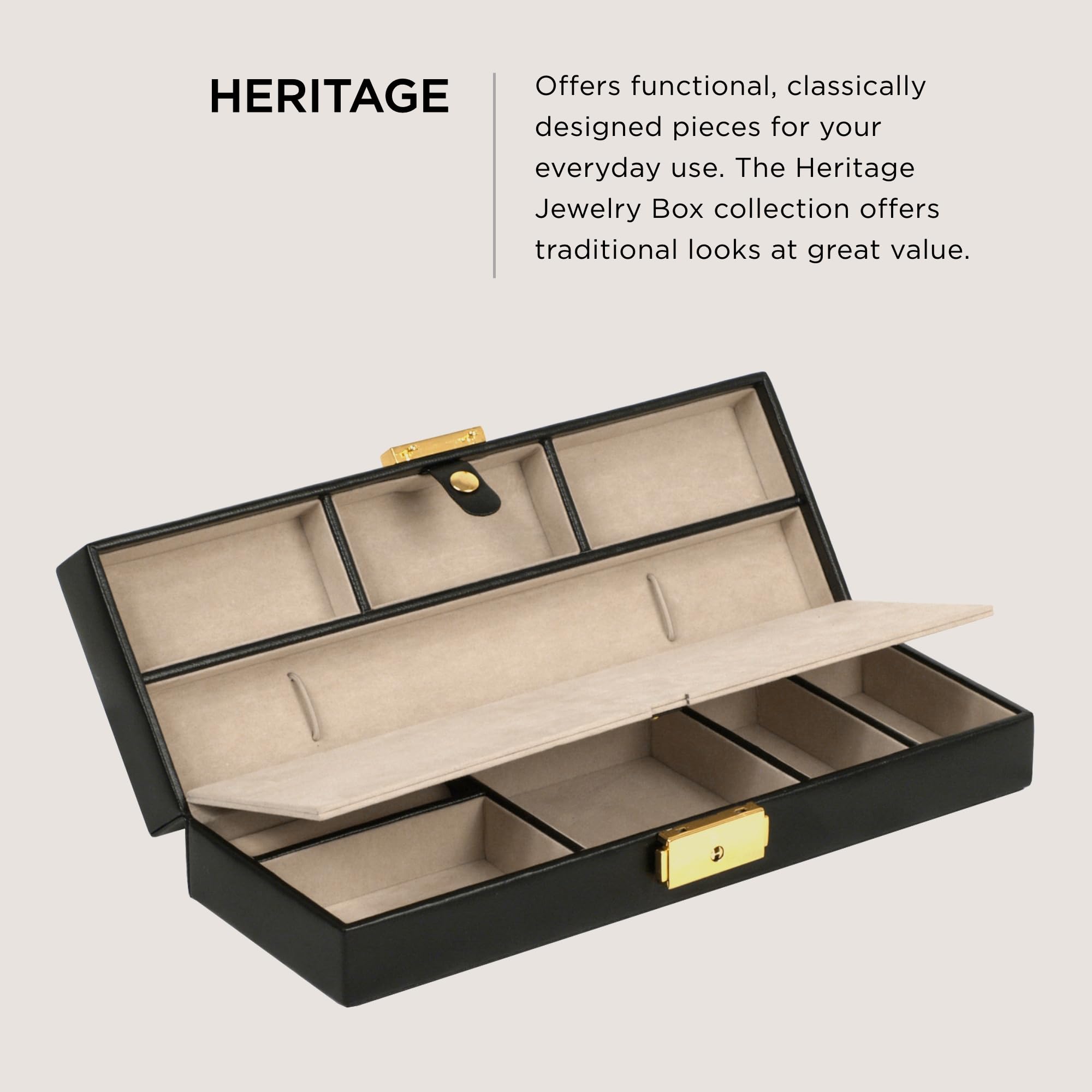 Foto 2 | Caja Fuerte Wolf Heritage Negra Con 7 Compartimentos Para Joyas - Venta Internacional.