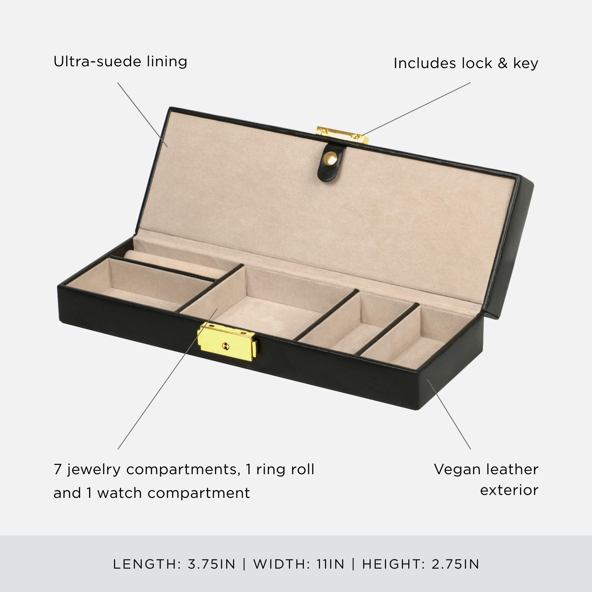 Foto 5 pulgar | Caja Fuerte Wolf Heritage Negra Con 7 Compartimentos Para Joyas - Venta Internacional.