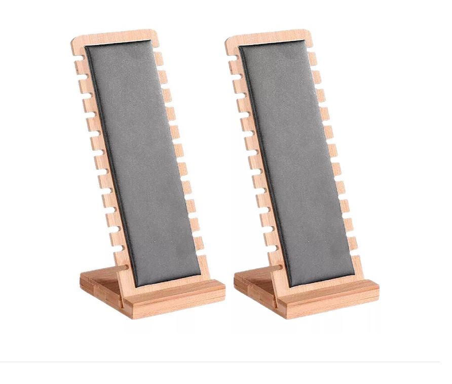 Set 2 Exhibidores Joyería Madera Organizador Collares Xtellar Gris