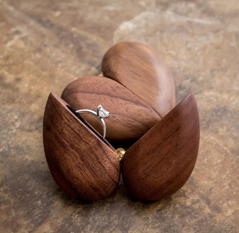 Foto 3 | Caja Corazón Xtellar De Madera Para Anillos Marron