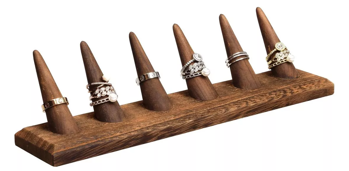 Foto 2 pulgar | Exhibidor De Madera Xtellar De Anillos Marron