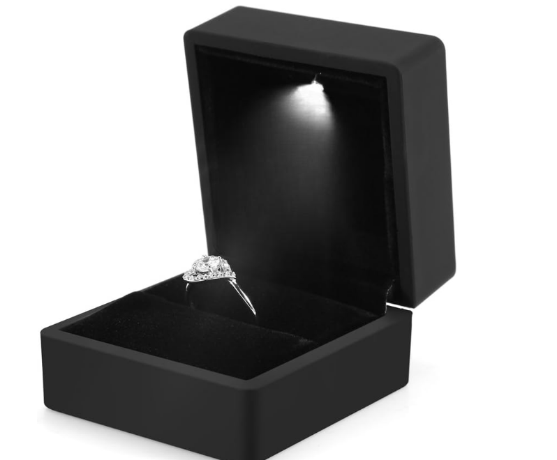 Foto 2 pulgar | Caja Xtellar De Anillo De Luz Led, Cajas Anillo De Compromiso Anillo De Luz Iluminado De Moda Caja De Exhibición De