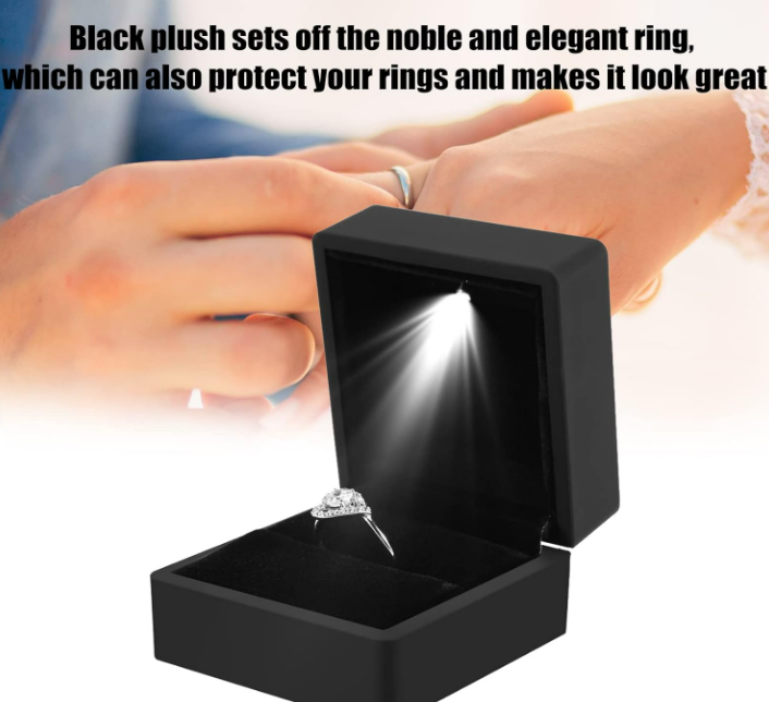 Foto 4 pulgar | Caja Xtellar De Anillo De Luz Led, Cajas Anillo De Compromiso Anillo De Luz Iluminado De Moda Caja De Exhibición De