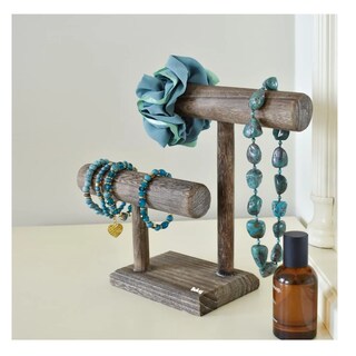 Foto 3 | Exhibidor De Madera Porta Pulsera/porta Reloj Belug Con 2 Niveles Gris