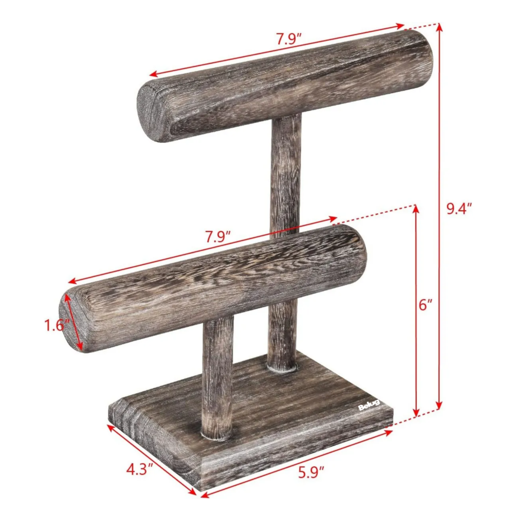 Foto 4 | Exhibidor De Madera Porta Pulsera/porta Reloj  Belug Con 2 Niveles Gris