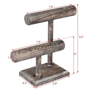 Foto 4 | Exhibidor De Madera Porta Pulsera/porta Reloj Belug Con 2 Niveles Gris
