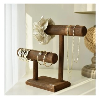 Foto 3 | Exhibidor De Madera Porta Pulsera/porta Reloj Lab.g Con 2 Niveles Cafe