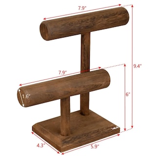 Foto 4 | Exhibidor De Madera Porta Pulsera/porta Reloj Lab.g Con 2 Niveles Cafe
