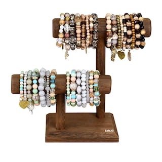 Foto 5 | Exhibidor De Madera Porta Pulsera/porta Reloj Lab.g Con 2 Niveles Cafe