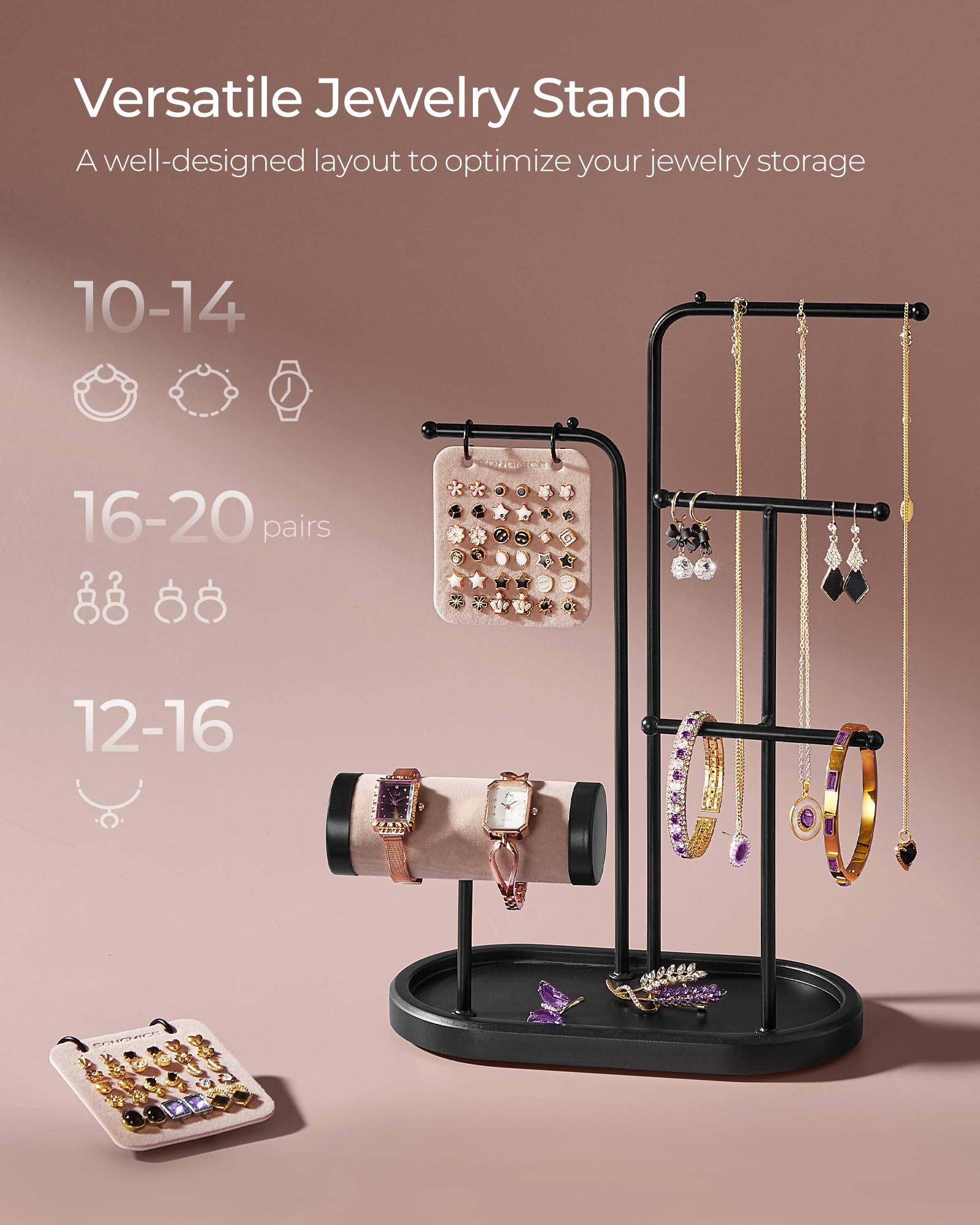 Foto 3 | Soporte Para Joyas Songmics, Organizador De Joyas, Tinta Negra, Ujjs025b01 - Venta Internacional.