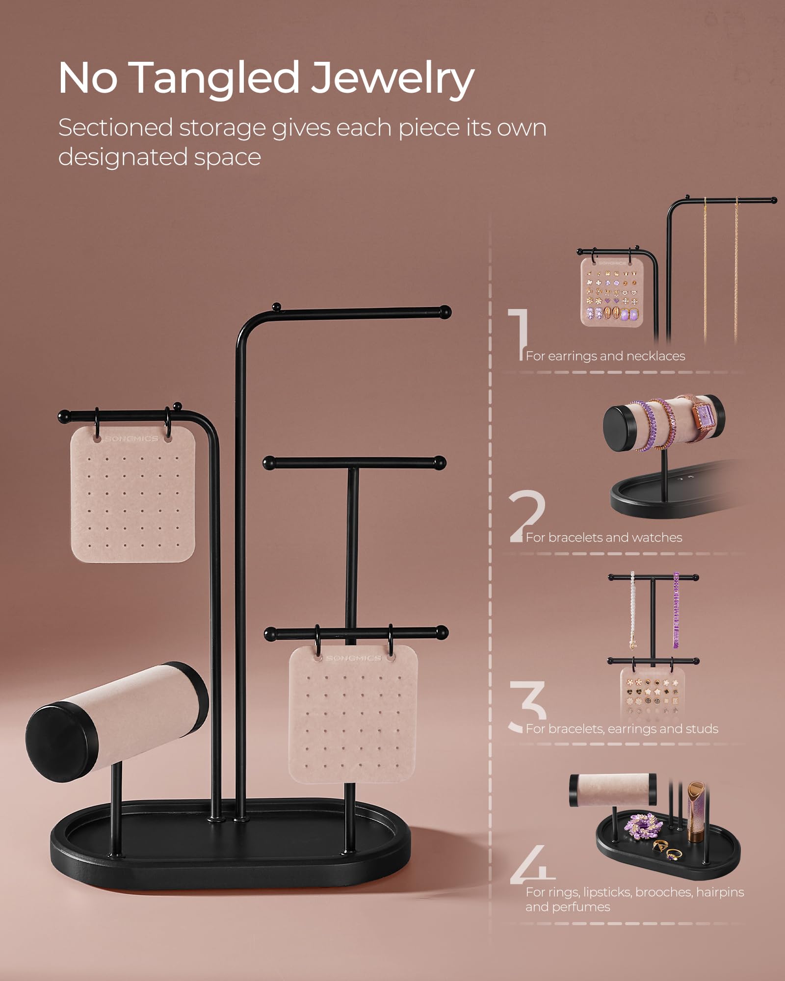 Foto 5 pulgar | Soporte Para Joyas Songmics, Organizador De Joyas, Tinta Negra, Ujjs025b01 - Venta Internacional.