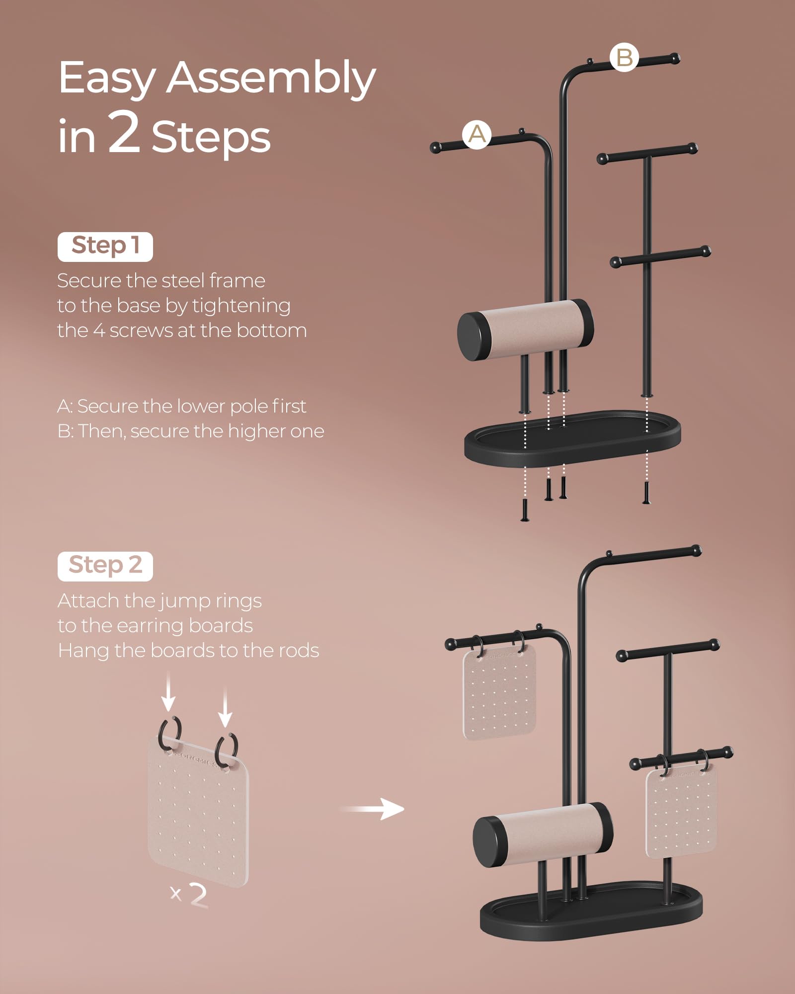 Foto 7 | Soporte Para Joyas Songmics, Organizador De Joyas, Tinta Negra, Ujjs025b01 - Venta Internacional.