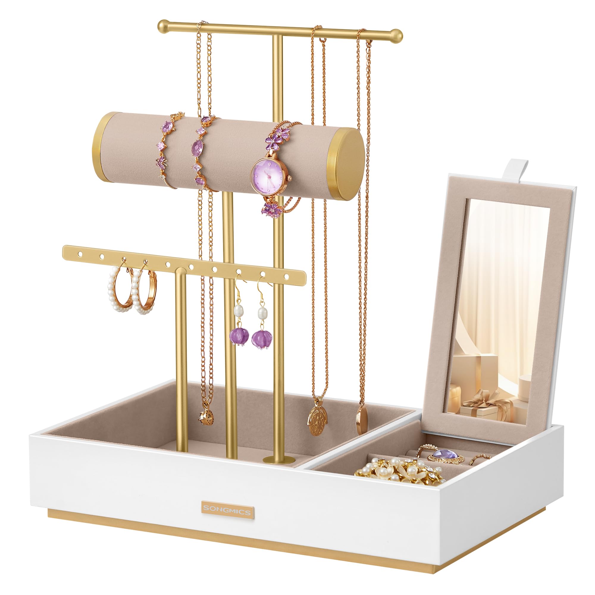 Foto 1 | Soporte Para Joyas Songmics White And Gold Metal Ujjs022w01v1 - Venta Internacional.