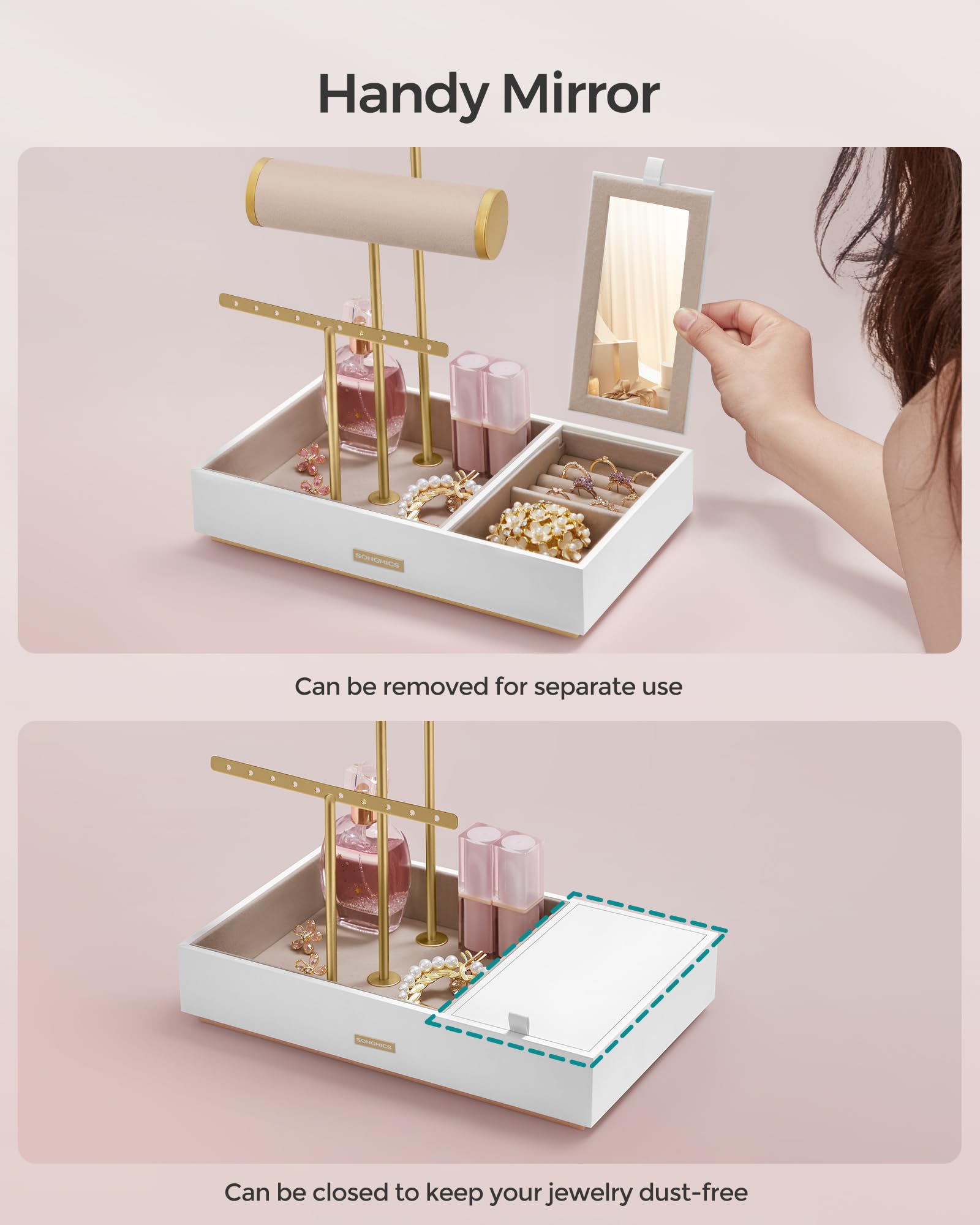 Foto 5 pulgar | Soporte Para Joyas Songmics White And Gold Metal Ujjs022w01v1 - Venta Internacional.