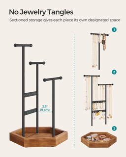 Foto 4 | Soporte Para Joyas Songmics 4 Zonas Independientes Negro/marrón Ujjs03cb - Venta Internacional.