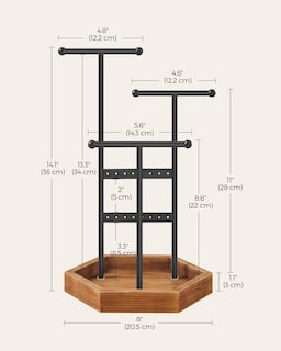 Foto 5 | Soporte Para Joyas Songmics 4 Zonas Independientes Negro/marrón Ujjs03cb - Venta Internacional.
