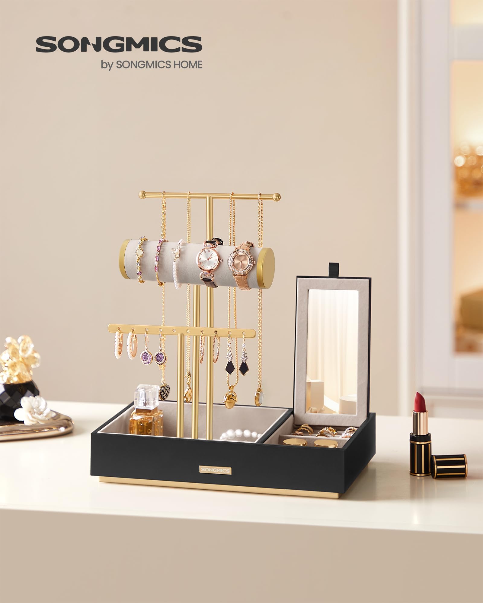 Foto 2 | Soporte Para Joyas Songmics Black And Gold Metal Ujjs022b01v1 - Venta Internacional.