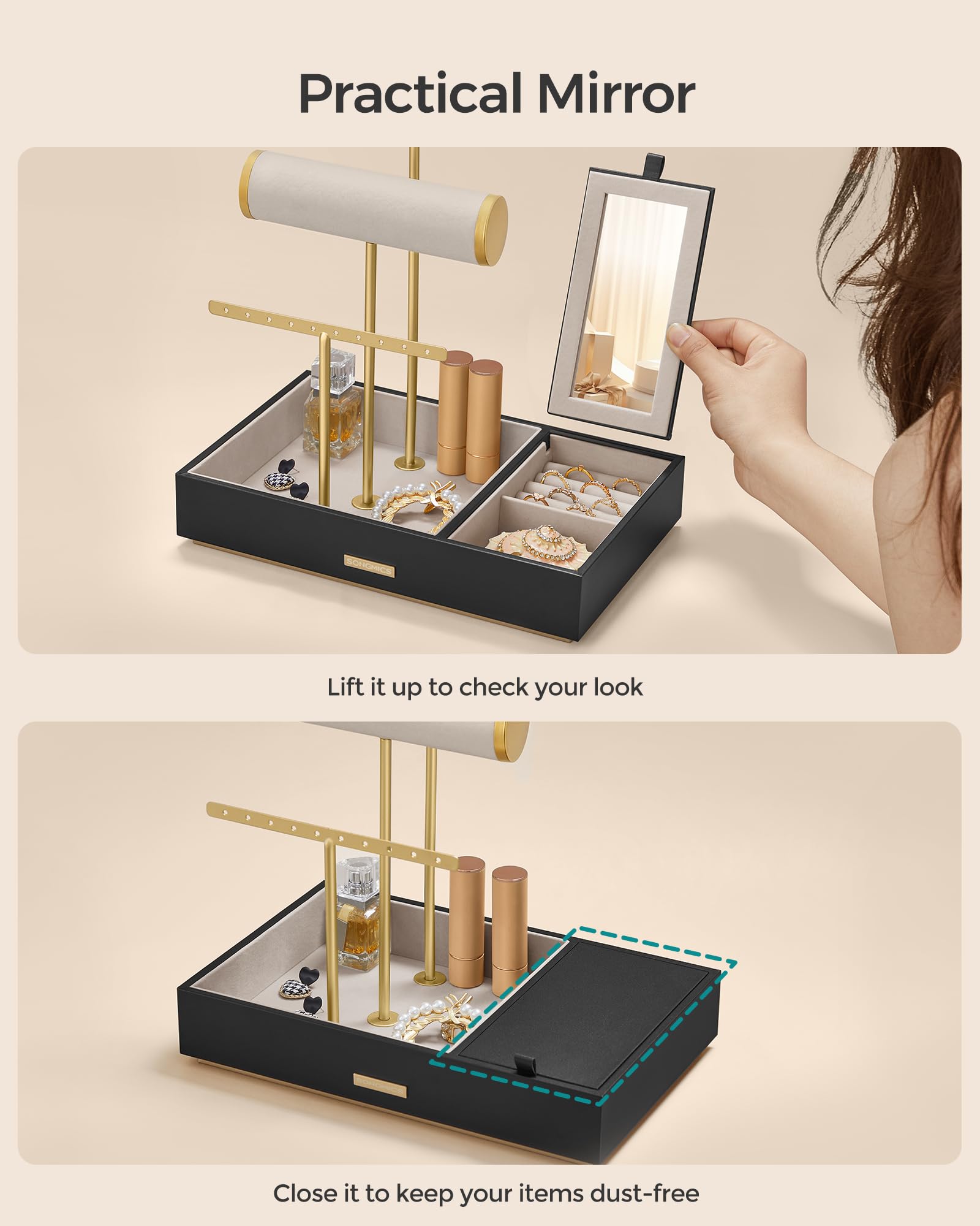 Foto 4 | Soporte Para Joyas Songmics Black And Gold Metal Ujjs022b01v1 - Venta Internacional.
