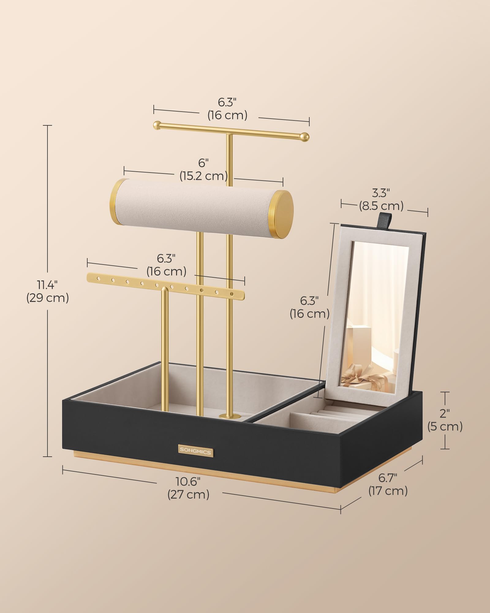 Foto 6 pulgar | Soporte Para Joyas Songmics Black And Gold Metal Ujjs022b01v1 - Venta Internacional.