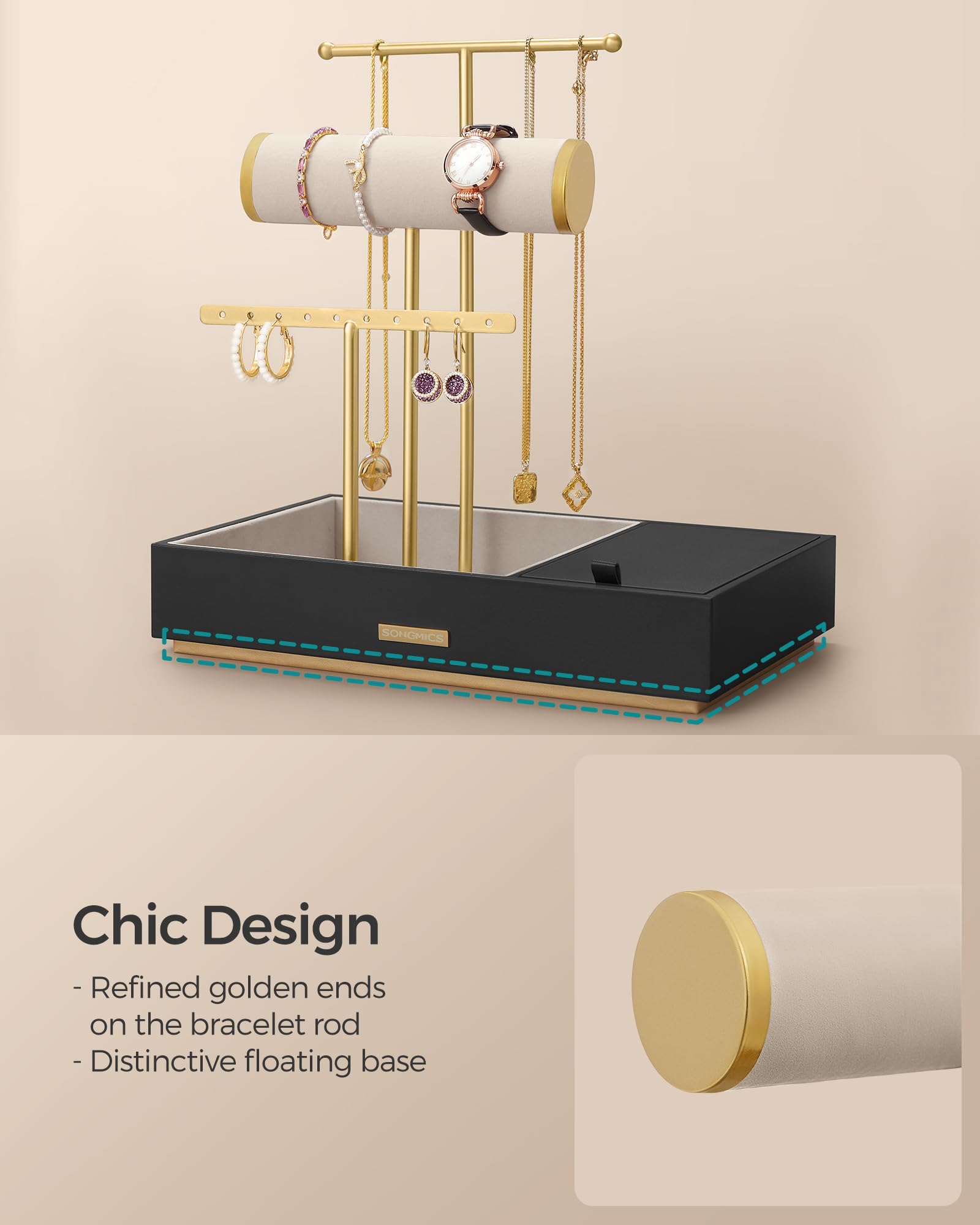Foto 7 pulgar | Soporte Para Joyas Songmics Black And Gold Metal Ujjs022b01v1 - Venta Internacional.