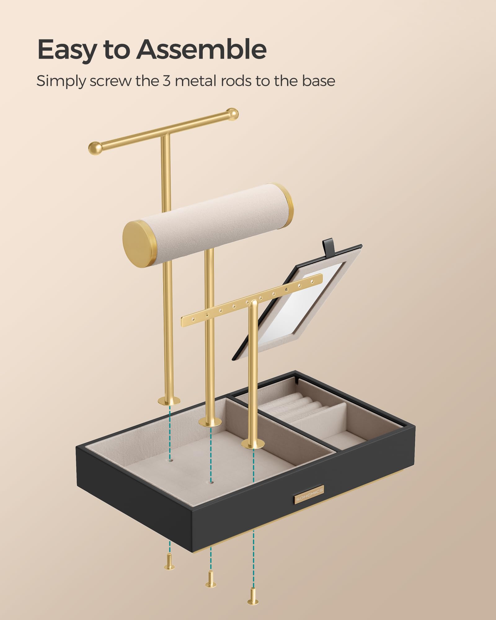 Foto 7 | Soporte Para Joyas Songmics Black And Gold Metal Ujjs022b01v1 - Venta Internacional.
