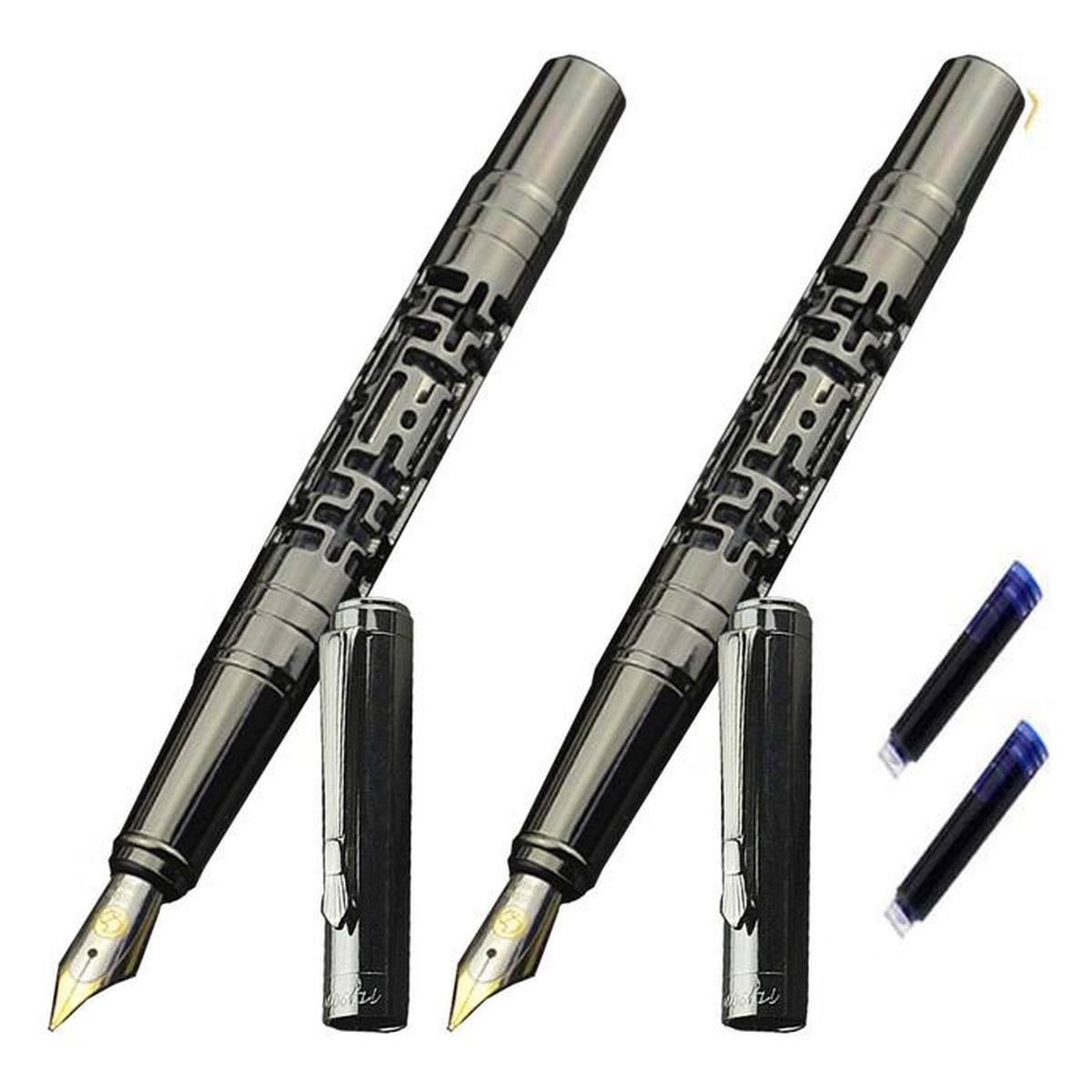 Pluma tipo Fuente High Monaco Mxmbz-006 2 Piezas color Negro 2 Tintas Azules