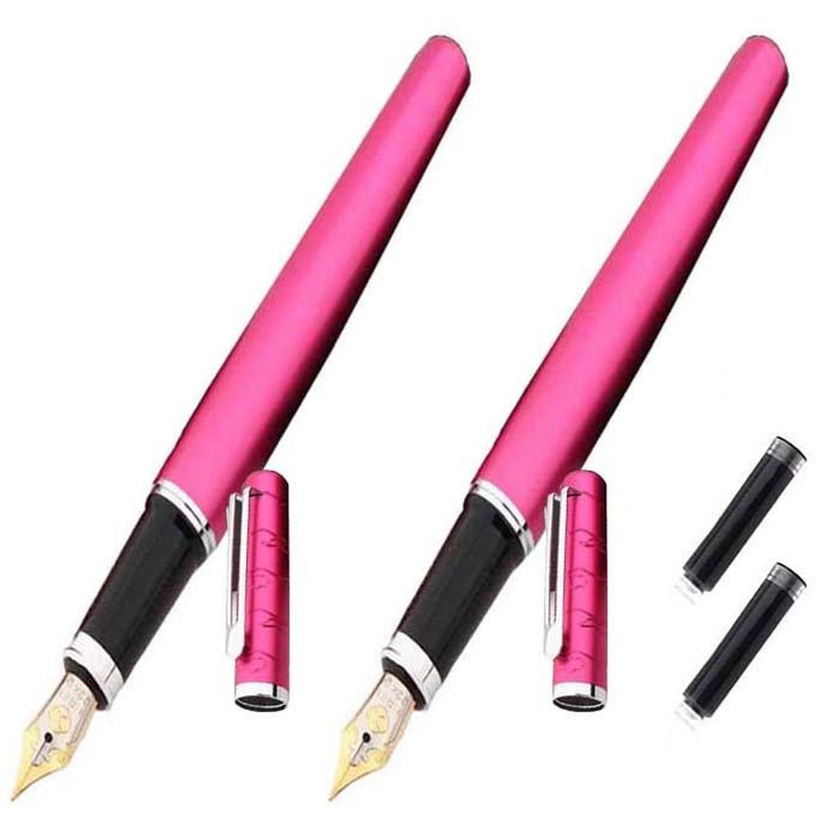 Pluma Tipo Fuente High Mónaco Mxgey-002 2 PZAS color Rosa Tinta Negra