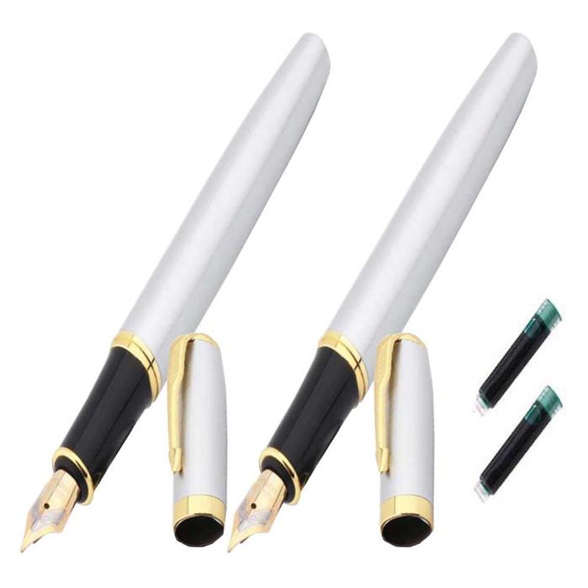 Pluma Tipo Fuente Ultra Fino High Mónaco Mxlsx-008 2 PZAS color Plata Tinta Verde