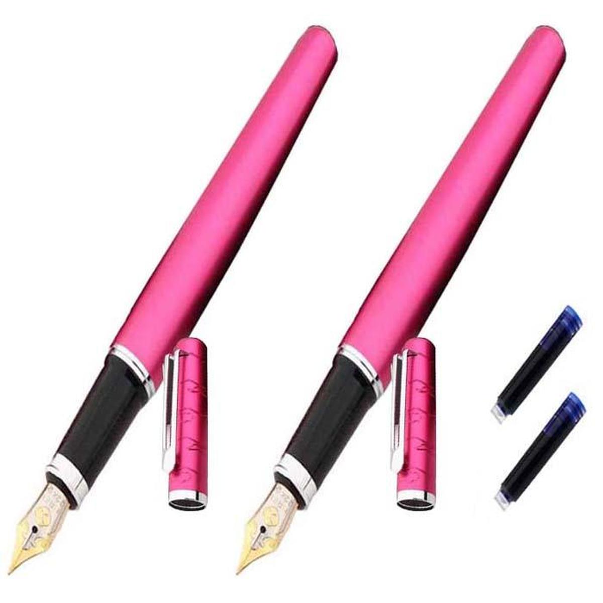 Pluma Tipo Fuente Profesional High Mónaco Mxgey-006 2 PZAS color Rosa Tinta Azul