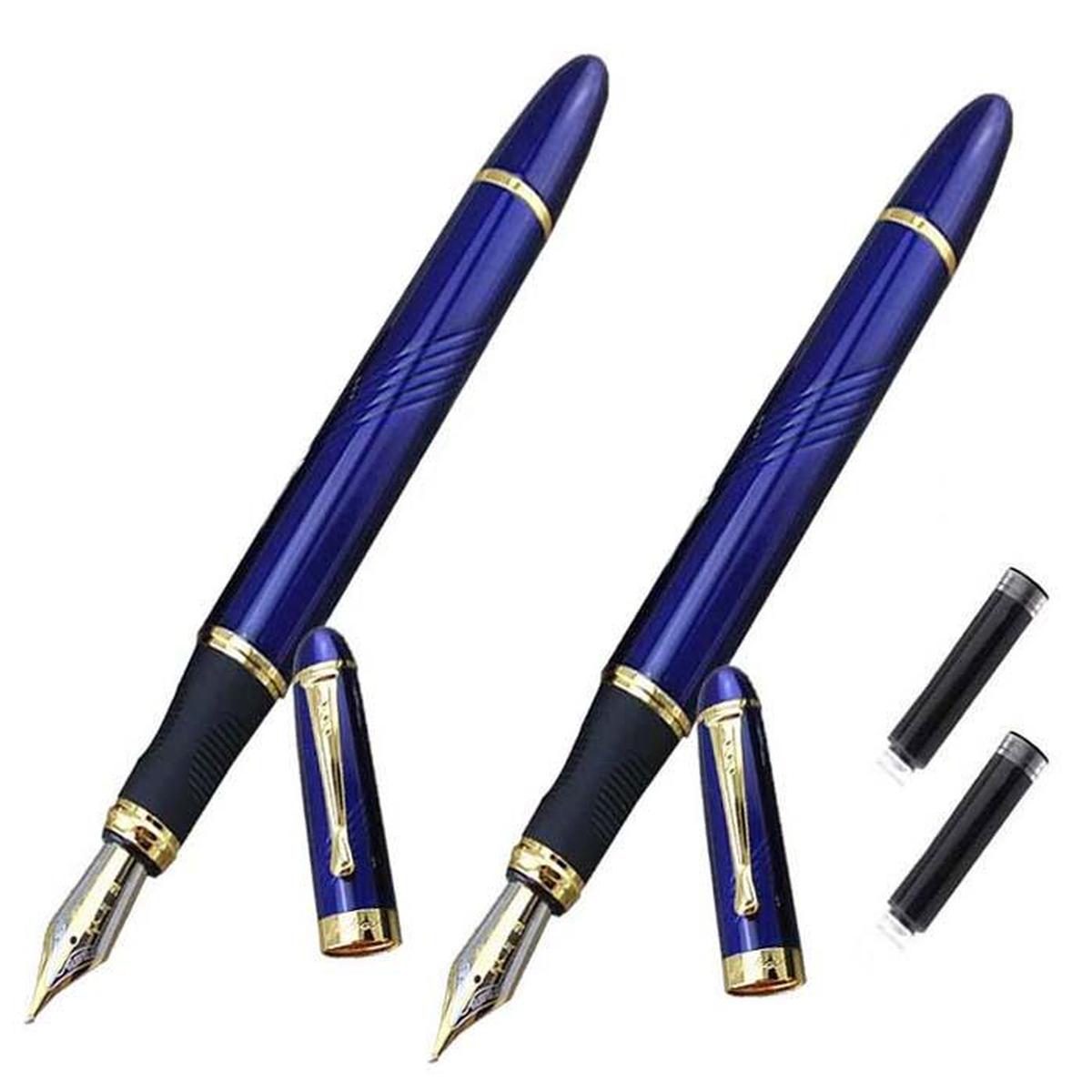 Pluma Tipo Fuente Caligrafía High Monaco Mxbec-002 2 piezas color Azul con 2 Tintas Negra