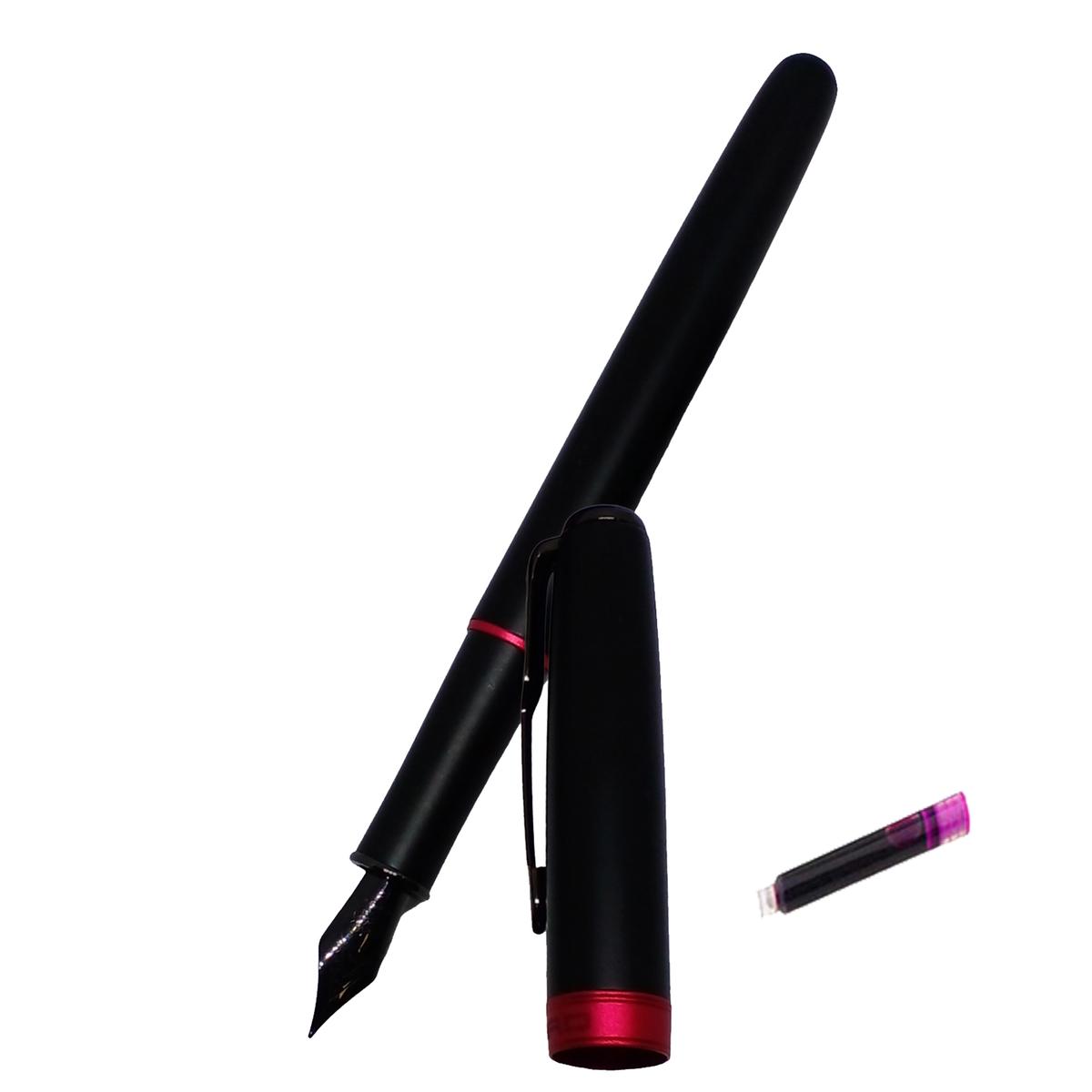 Pluma Fuente Punta Fina High Monaco MXLXY-011 color Negro + 1 Tinta Rosa